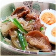 仙台麩と行者ニンニクで卵とじ丼