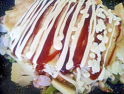 筍と　シーフードの　お好み焼き