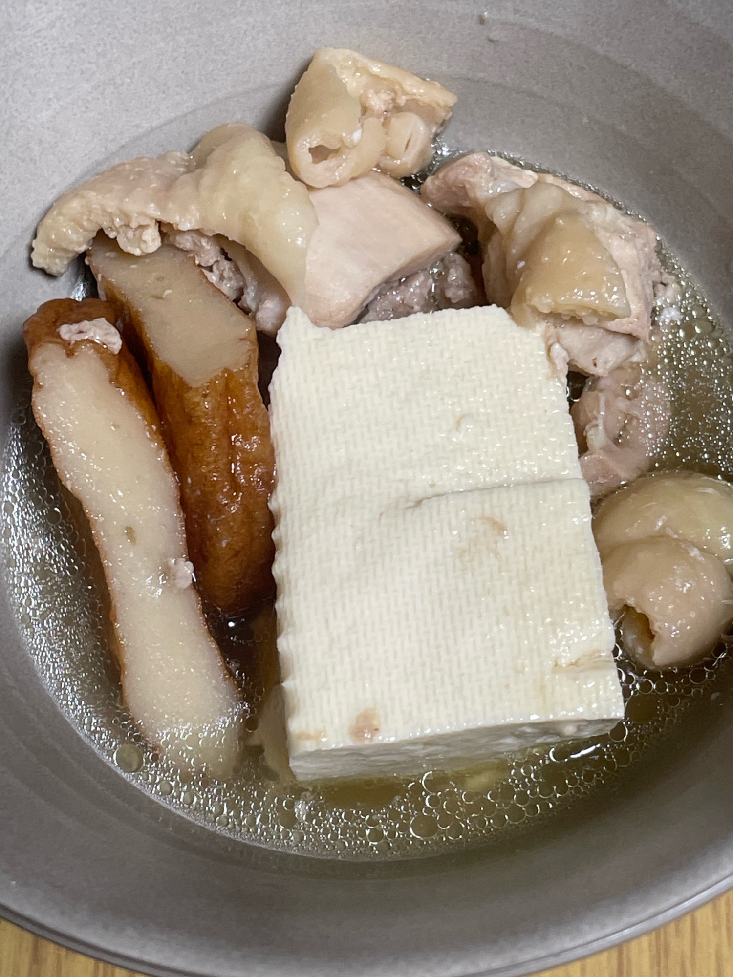 鶏肉木綿豆腐丸天の味噌しょうが煮