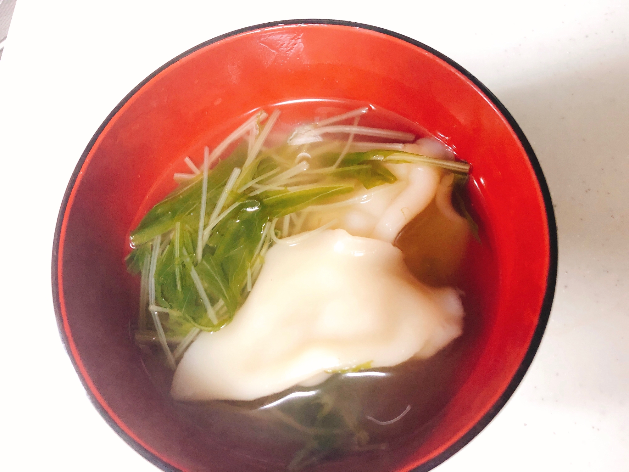 【簡単】水餃子のお吸い物