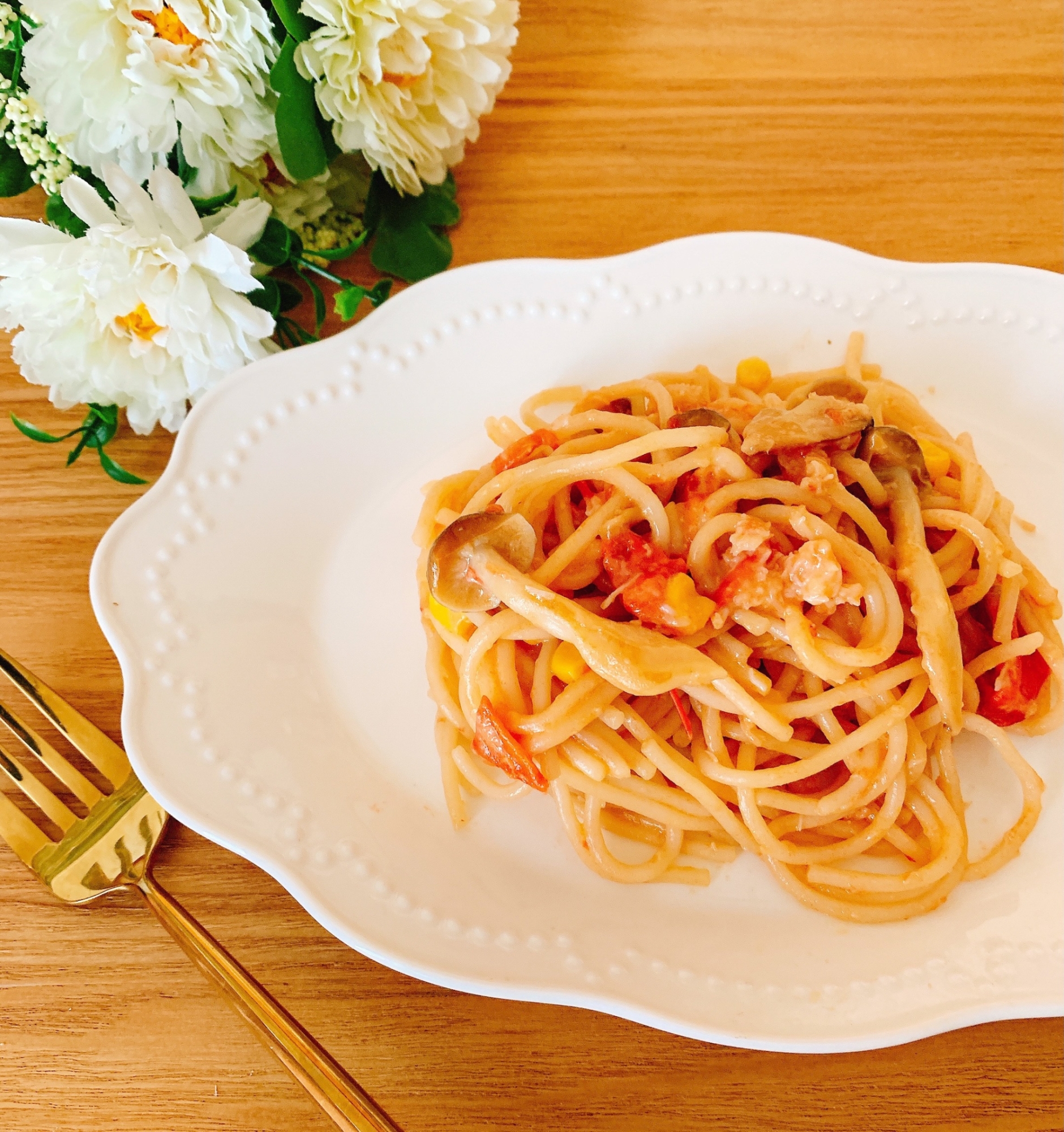 おうちにある材料で♡トマトクリームパスタ✧˖°໒꒱