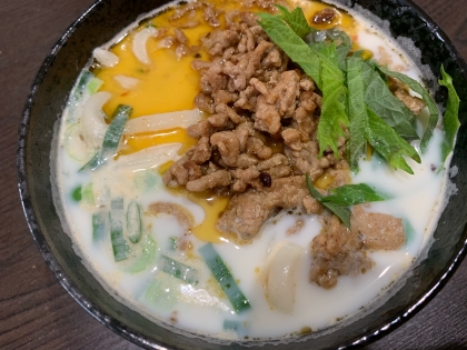 まろやかでコクがある♪簡単豆乳タンタンうどん