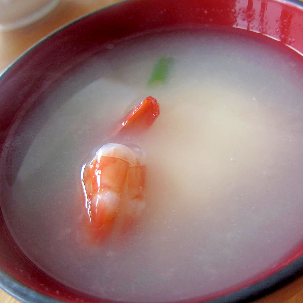 海老コンソメ小松菜餅スープ