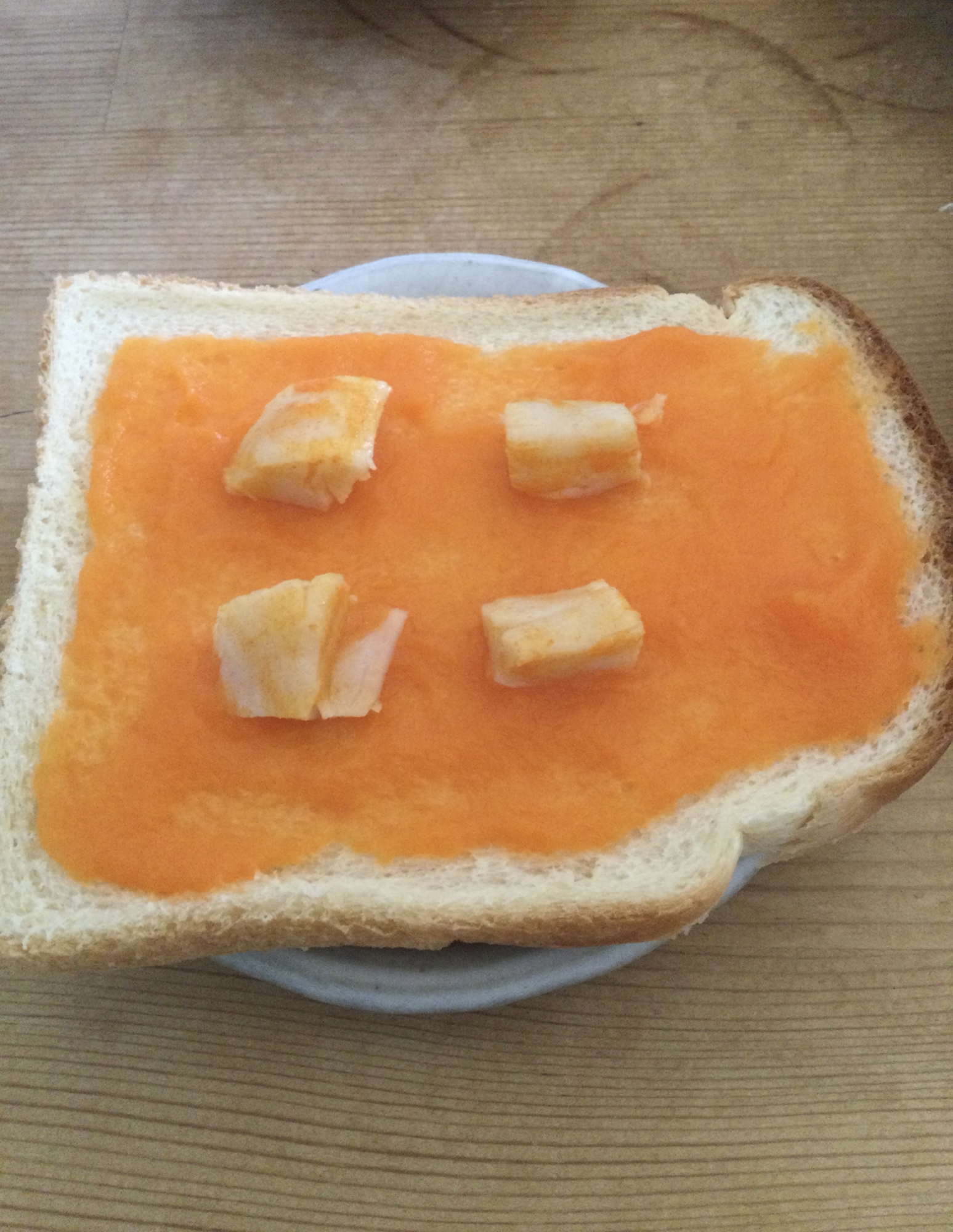 ホタテ貝柱裏ごし人参オープンサンド♪