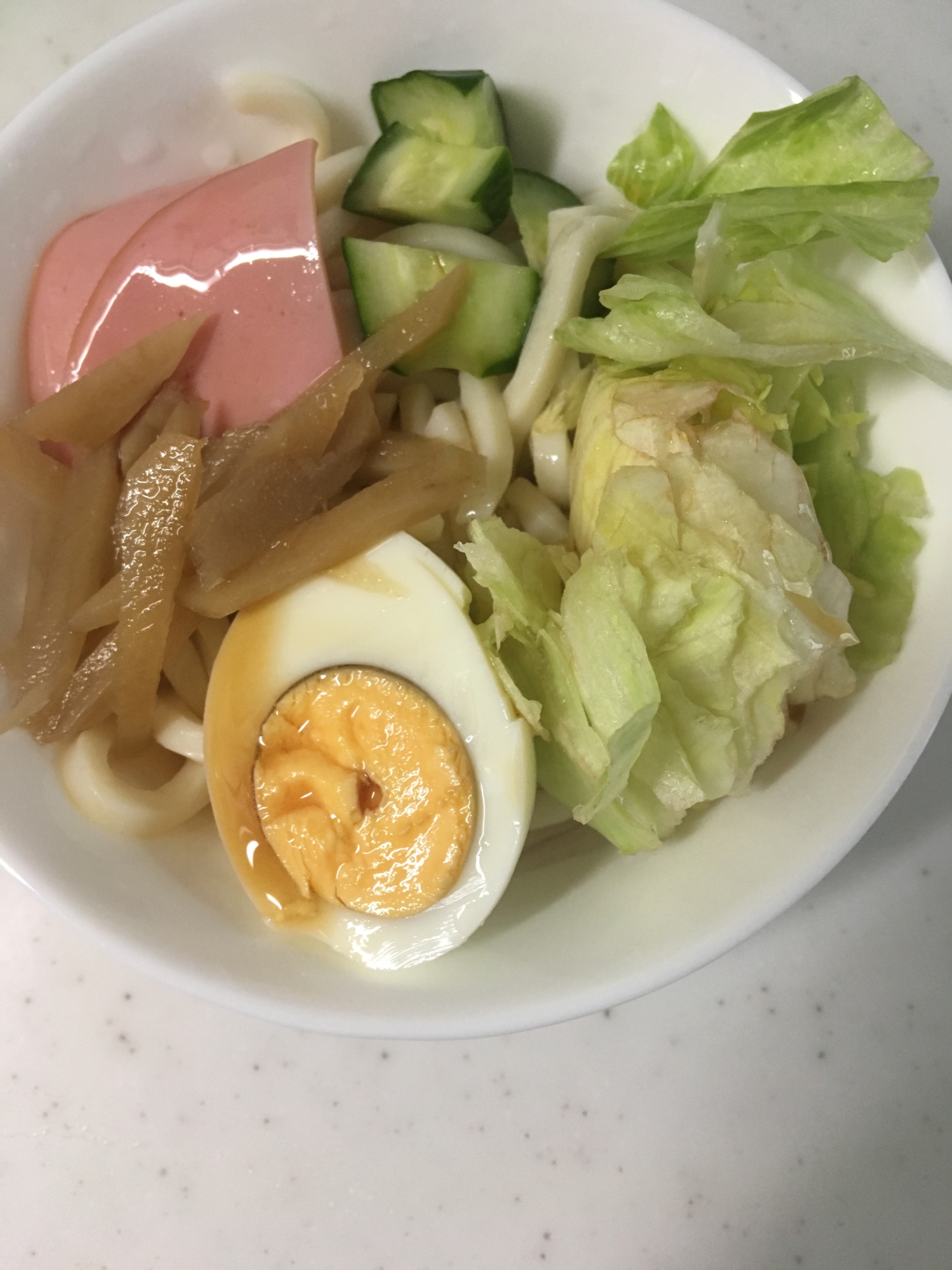 新生姜の煮物のサラダうどん(^^)