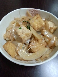 厚揚げと玉ねぎのマヨ炒め