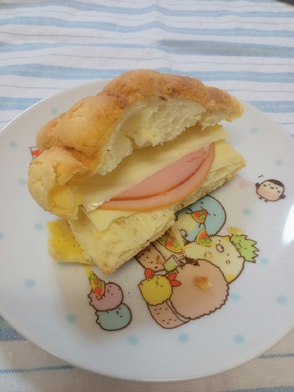 メロンパンのハムチーズサンド（╹◡╹）♡