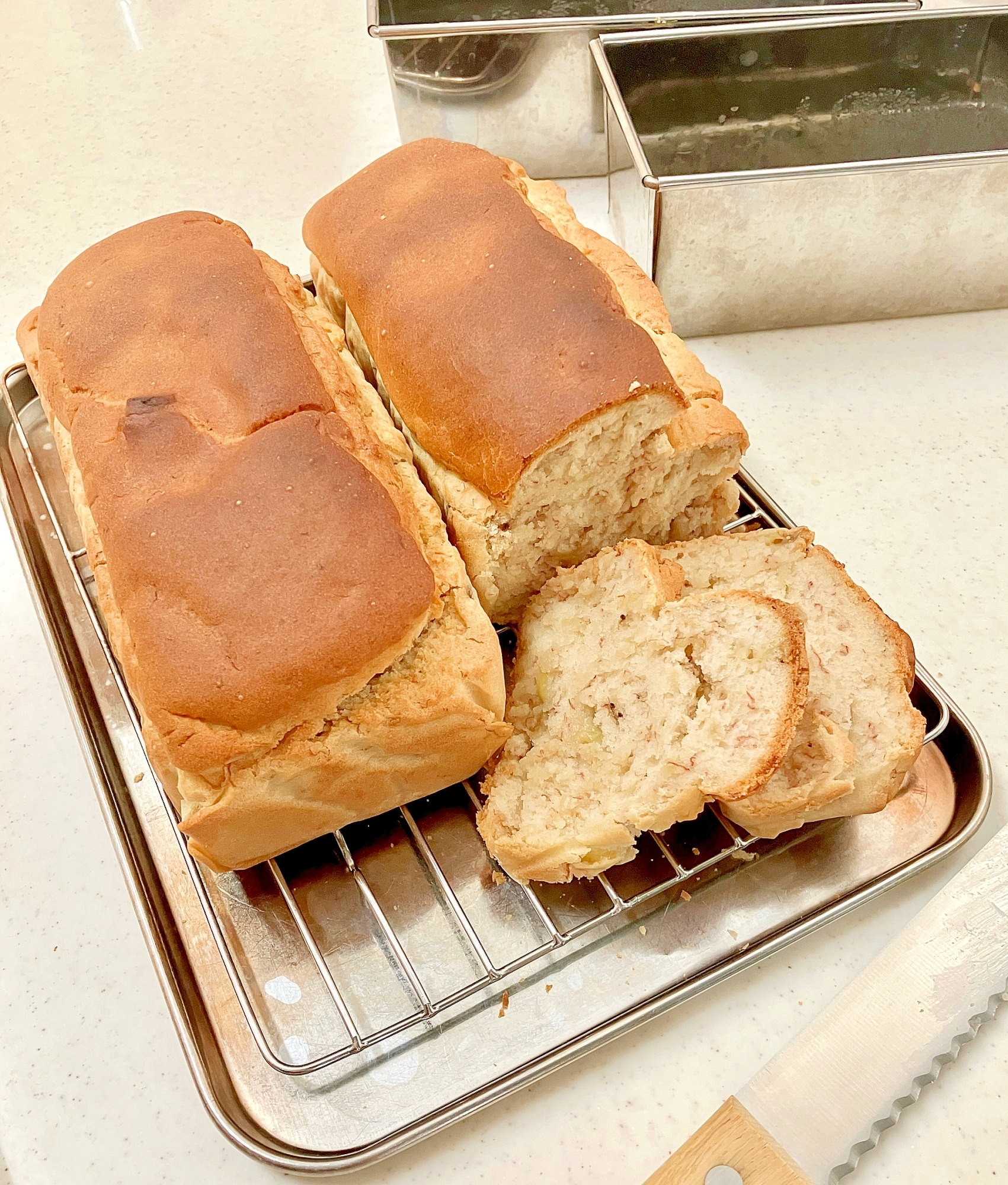 米粉のバナナパウンドケーキ2本焼き♪子どもおやつに
