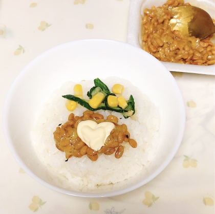 きゅうりとコーンの納豆ご飯