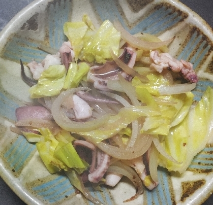一夜干しイカとキャベツの炒め物