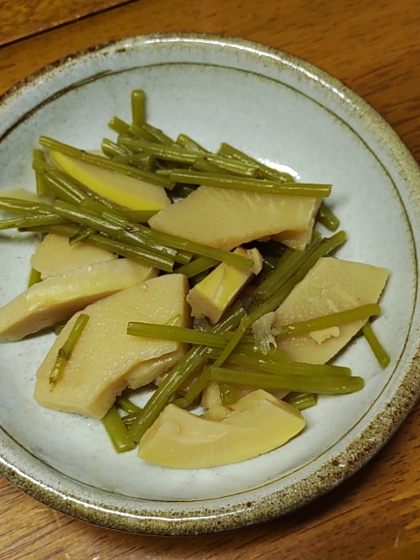 ささげと椎茸とたけのこの煮物