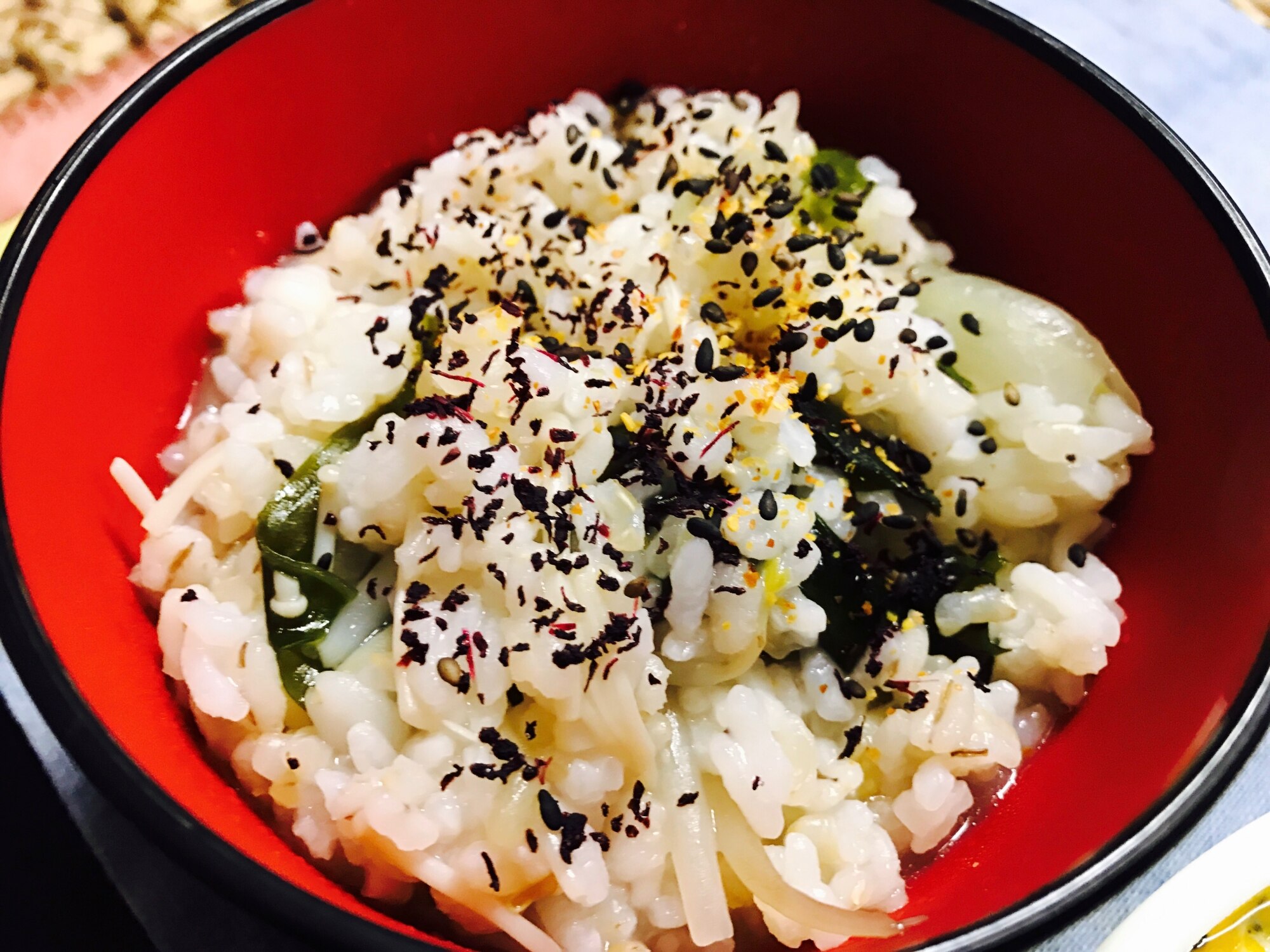 リメイク！わかめ入りゆかり中華スープ雑炊 レシピ・作り方 by たか