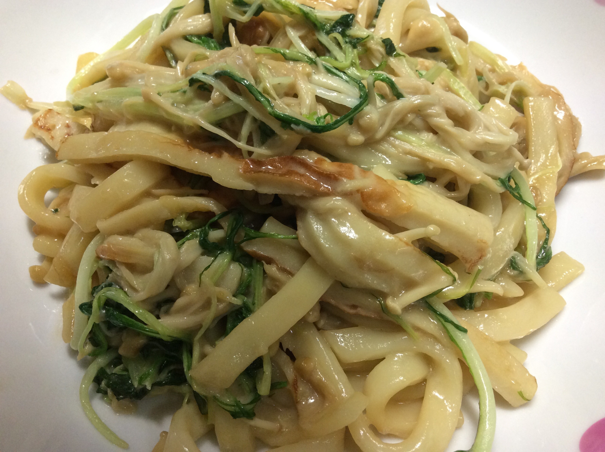 えのき水菜ちくわ焼きうどん