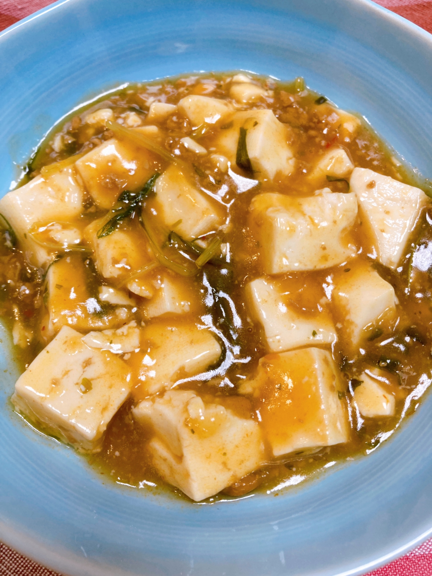簡単‼マーボー豆腐の素で水菜入りマーボー豆腐♡