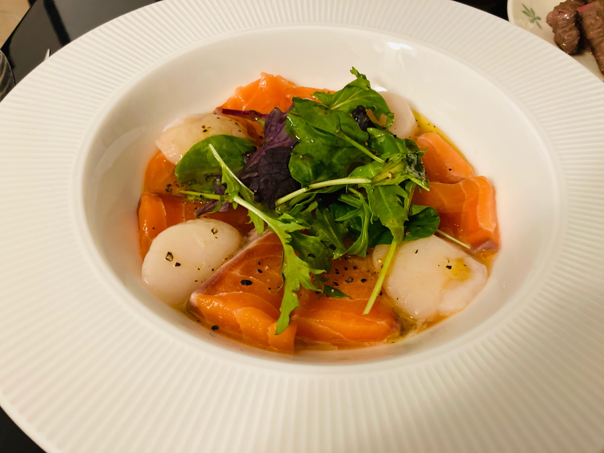 簡単 サーモンとホタテのカルパッチョ レシピ 作り方 By わたきん 楽天レシピ