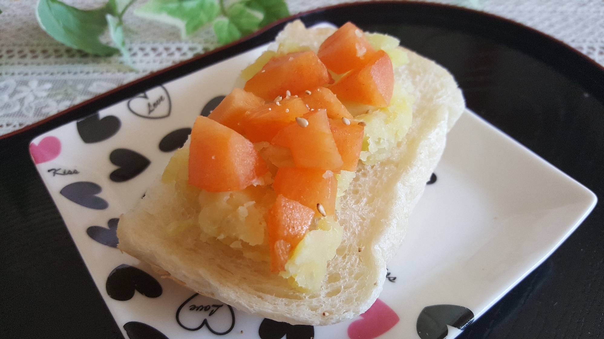 秋♥さつま芋と柿のトースト