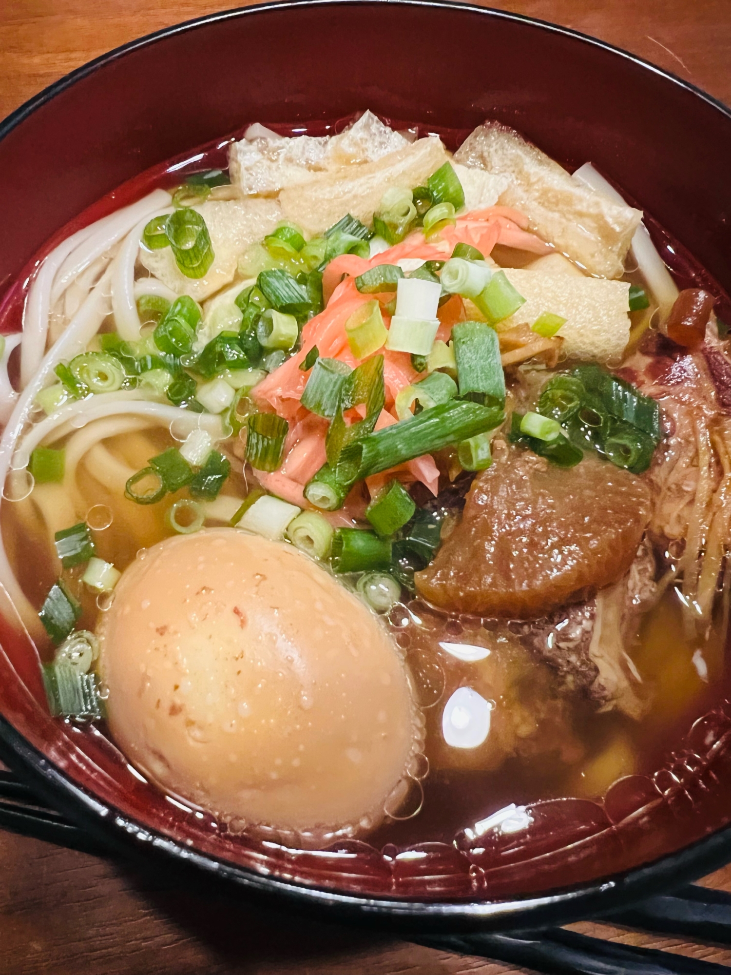 稲庭うどんで！ソーキ蕎麦風