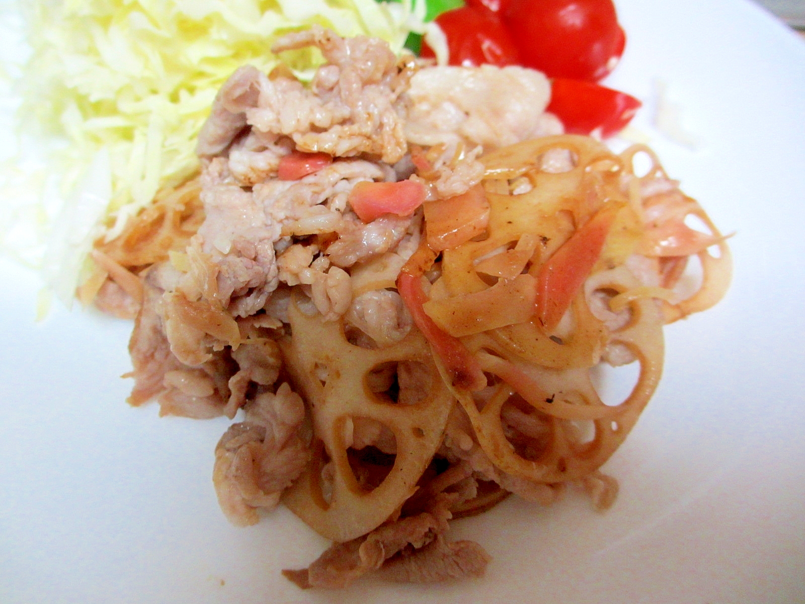 豚肉とレンコンの紅生姜マヨ炒め