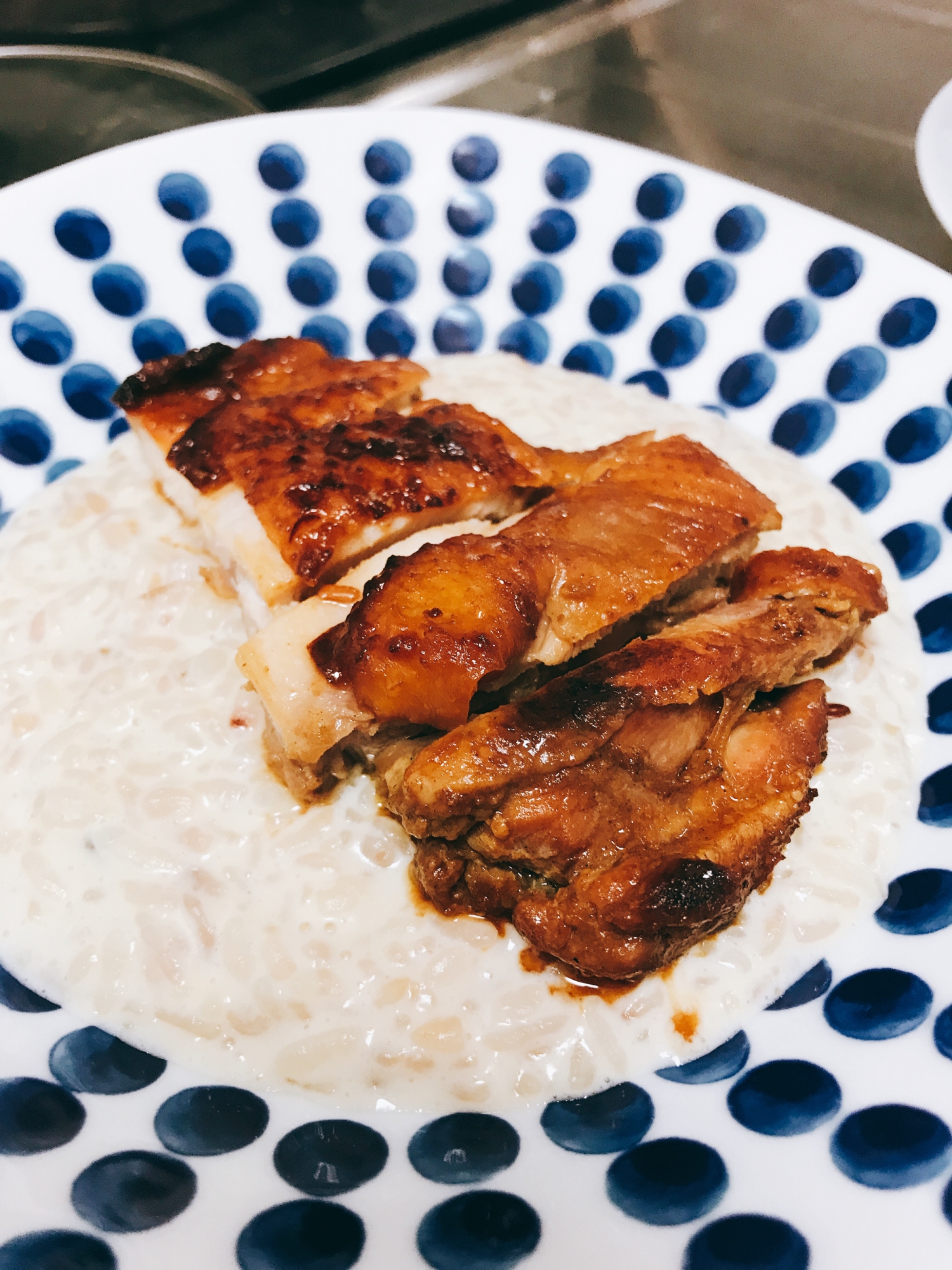 鶏モモ肉のピリ辛味噌焼き  クリームリゾット