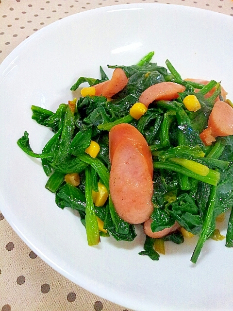 ウインナーとほうれん草のバター炒め レシピ 作り方 By ガリコ００７ 楽天レシピ