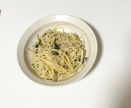 水菜とハムで簡単パスタ