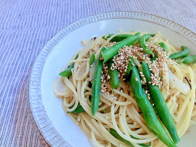 簡単♪いんげん豆と小エビのスパゲティ✿