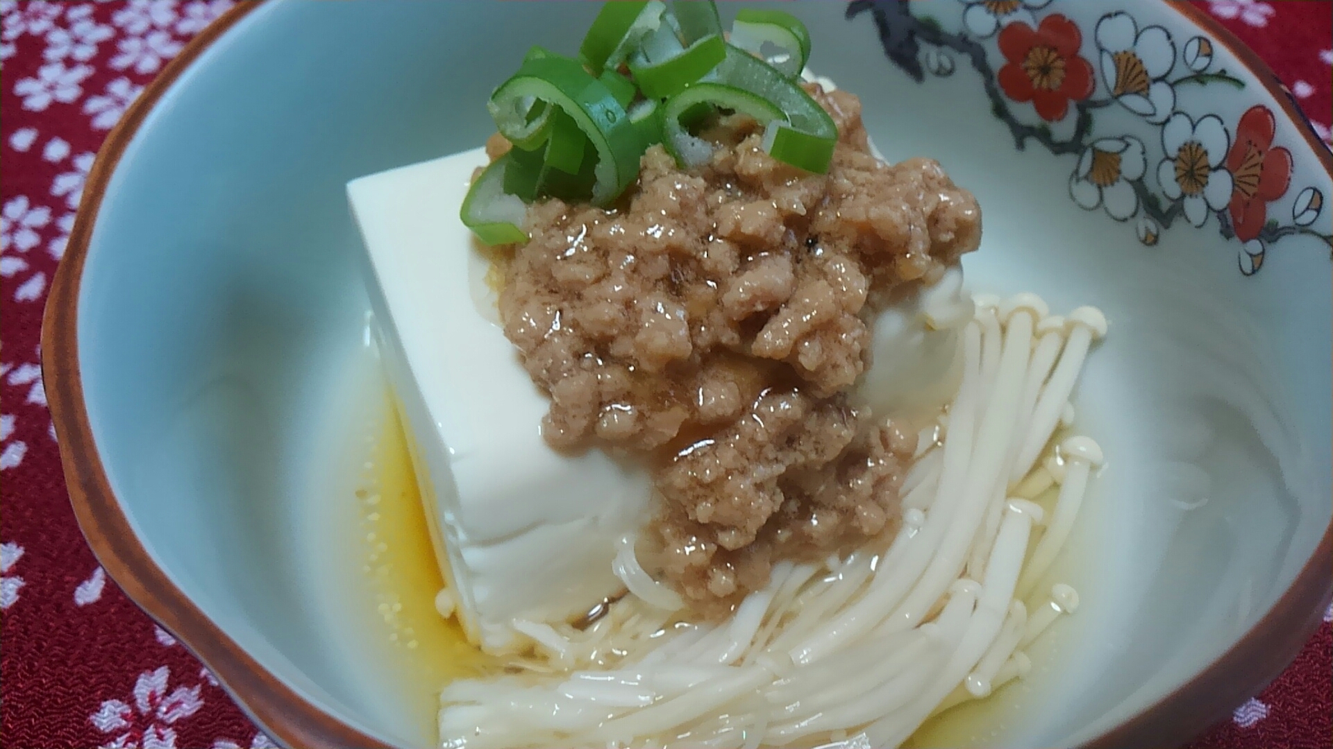 湯豆腐の豚挽き肉あんかけ＊