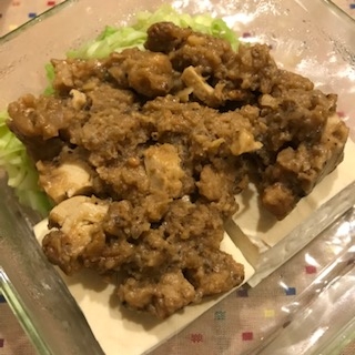 何気に豆腐on豆腐(笑)
ピーマンがなかったので、ピーマンなしですが、ヘルシーかつ濃厚で、美味しくできました。これは重宝しそうです♪ごちそうさまでした！