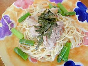 アスパラとチキンの和風醤油パスタ