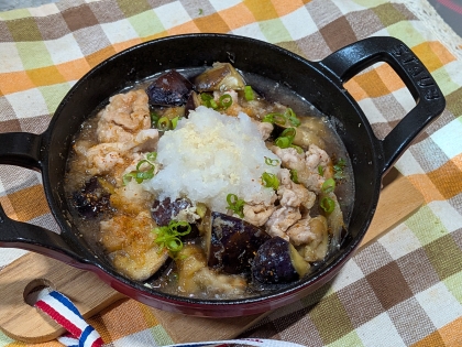 簡単メイン♡しょうが香る♡豚肉となすのみぞれ煮