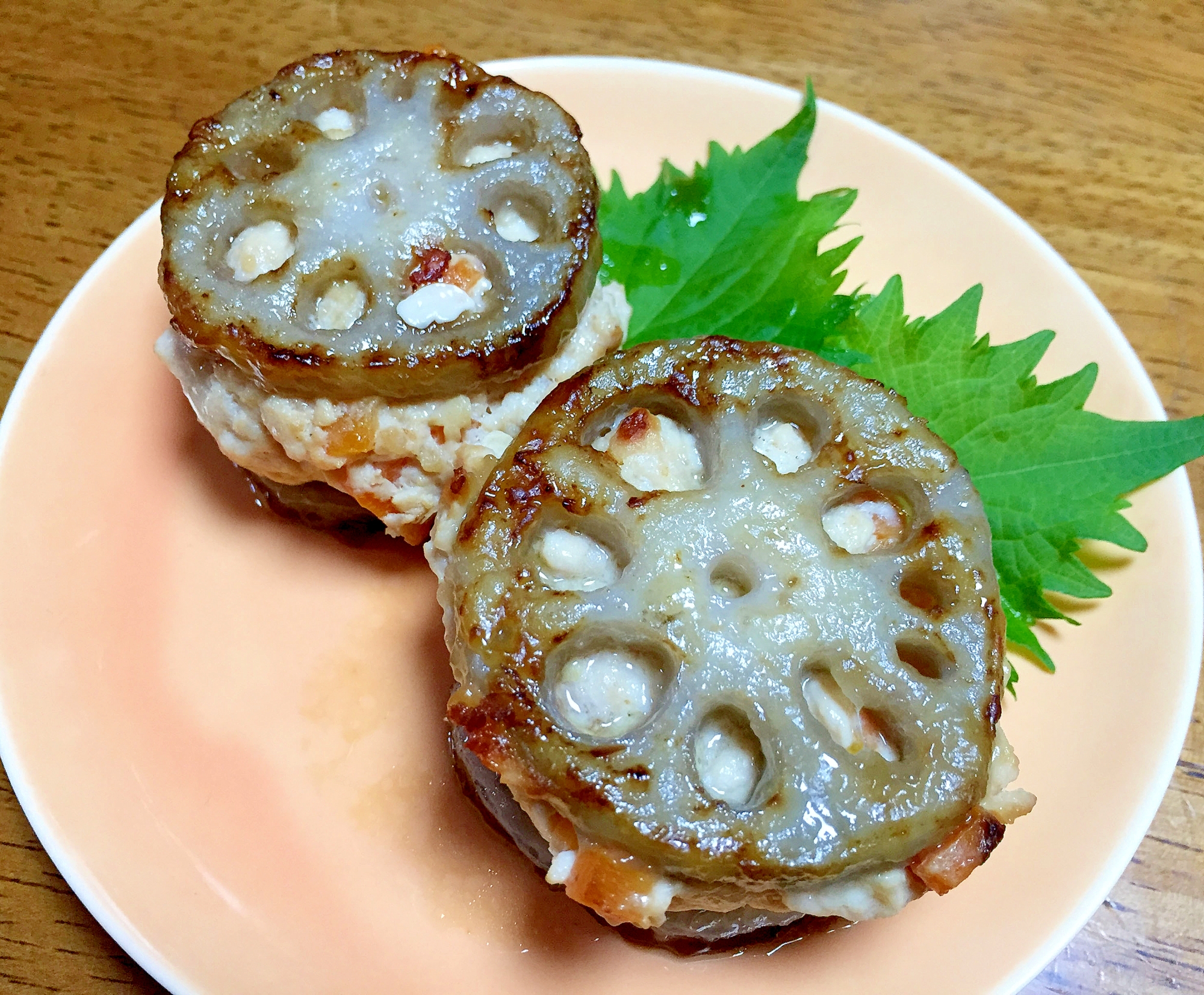 鶏肉とレンコンのはさみ焼き