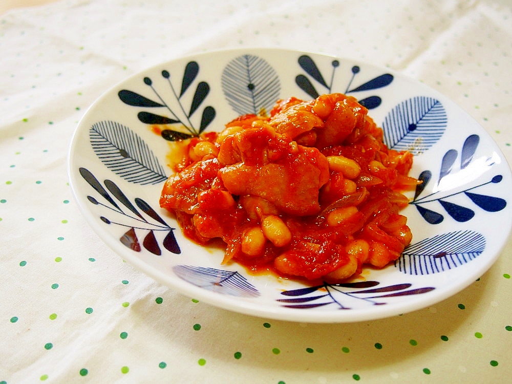 もも肉と大豆のトマト煮込み♪簡単で濃厚♪