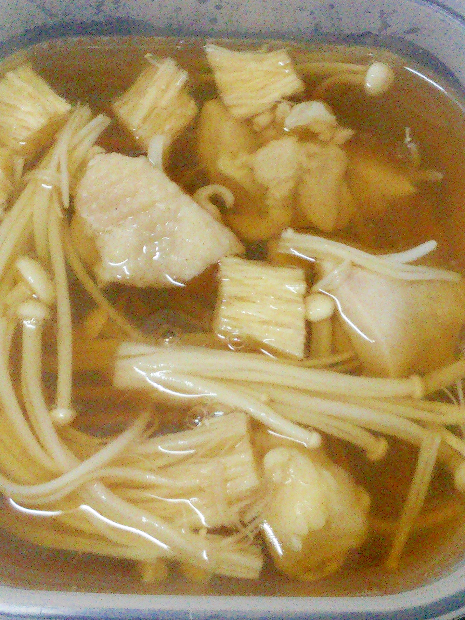 簡単☆えのきと鶏モモ肉の和風スープ