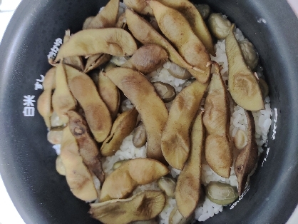 初めて枝豆ごはんを作りましたが、鞘ごと入れるのがとても新鮮でした！米に枝豆の香りが染み込んでいて美味しかったです^^
