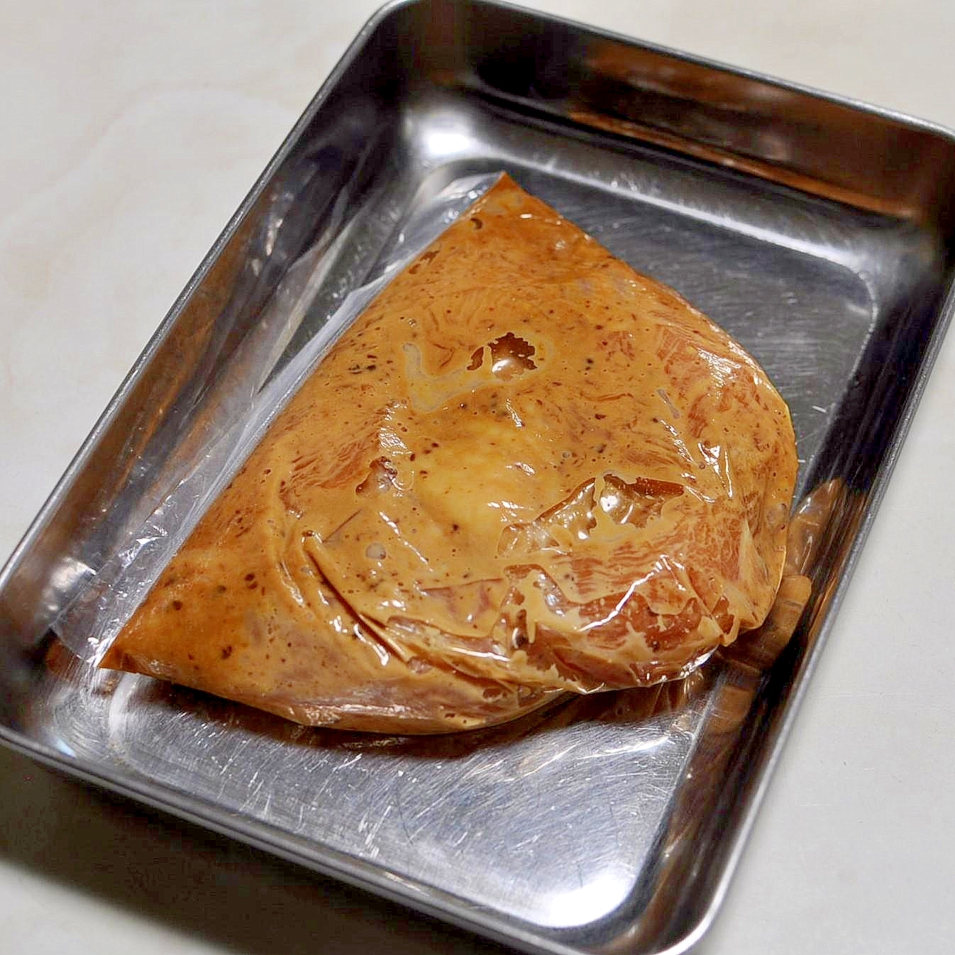 下味冷凍◇鶏むね肉の味噌マヨ粒マスタード