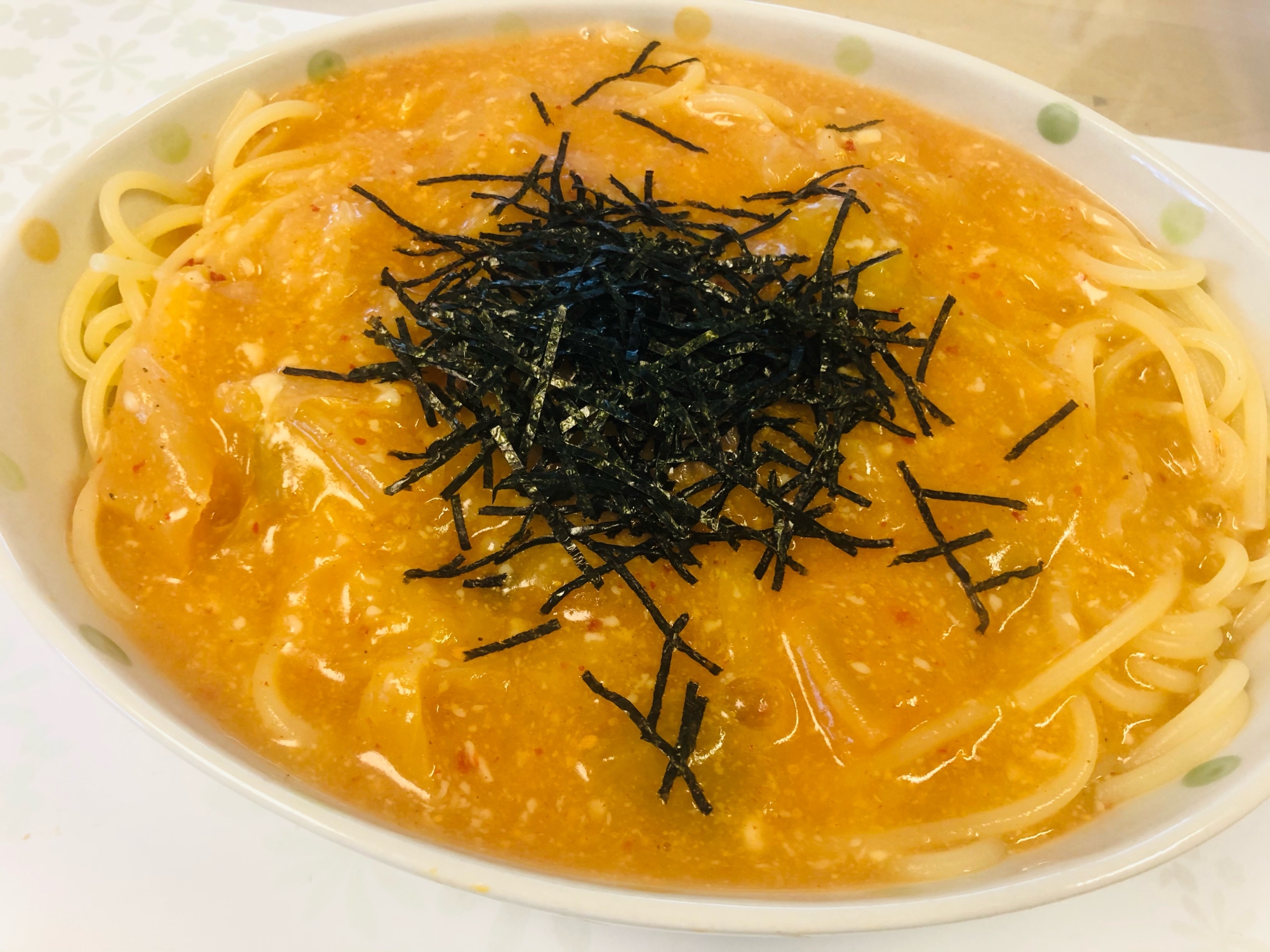 なんちゃって 明太子クリームパスタ