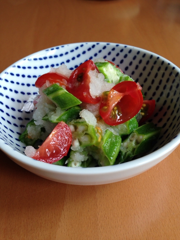 おくらとミニトマトのおろし和え♪