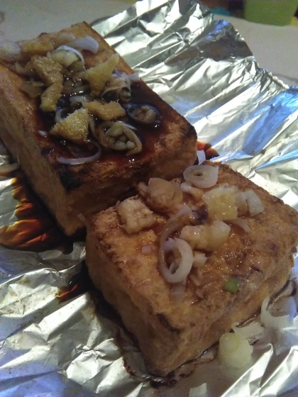 長ネギて代用！
カリカリの厚揚げ、美味でした！！
ご馳走様でした❤