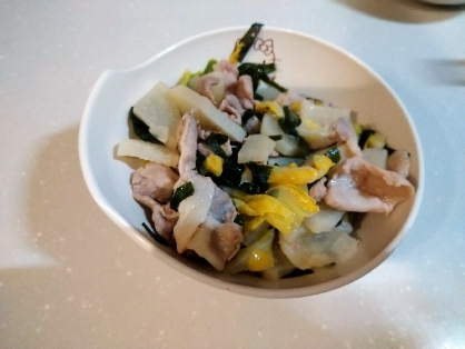 豚肉とキャベツと大根とニラの味噌炒め
