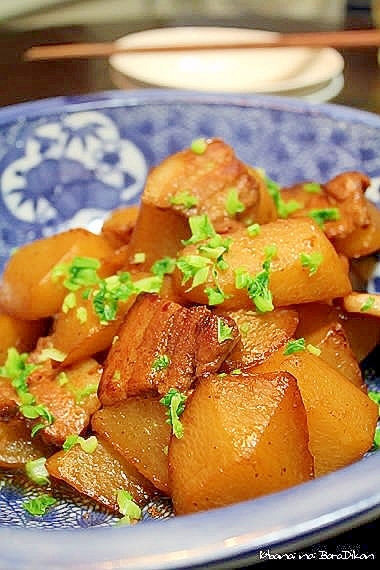 大根と豚バラの炒り煮