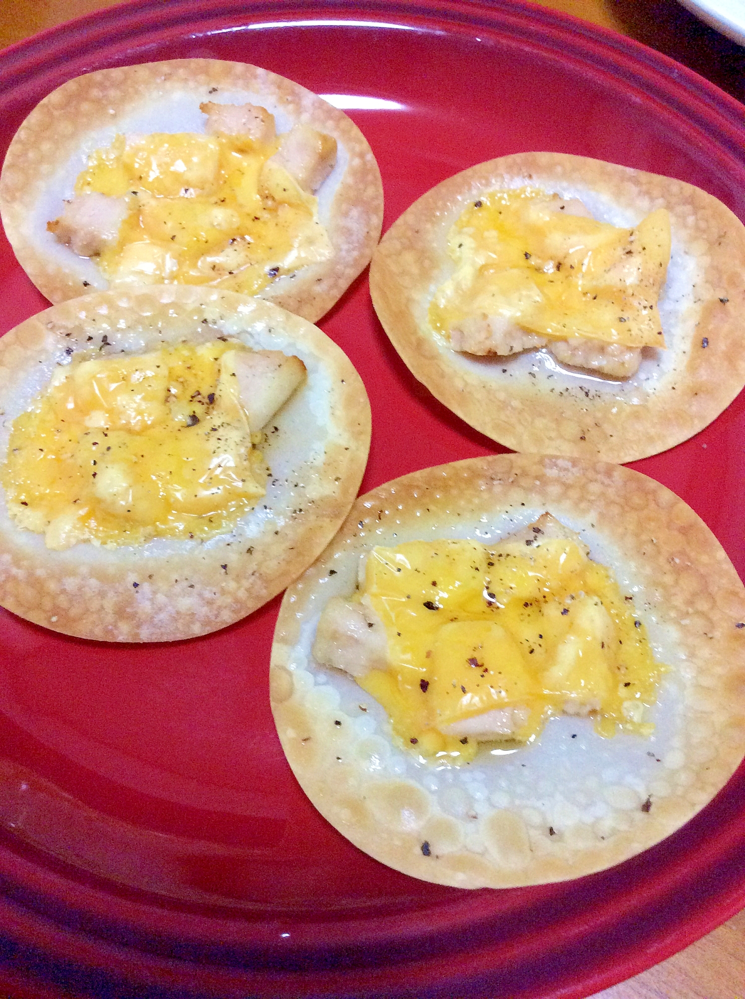 酒粕チェダーチーズ餃子の皮焼き