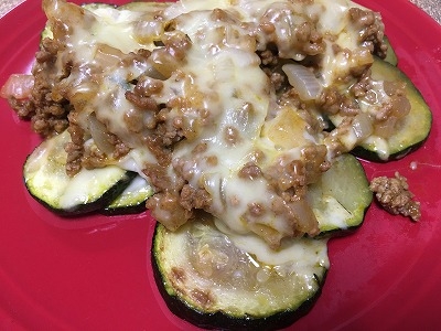 ズッキーニ＆ひき肉のカレー風味チーズ焼き