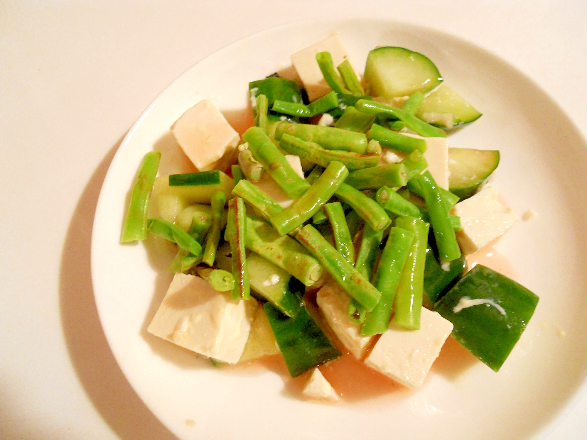 胡瓜とささげ　酢っぱマヨで豆腐サラダ