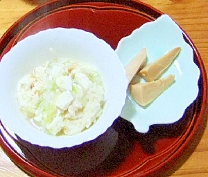 朝のお粥♪キャベツとお豆腐