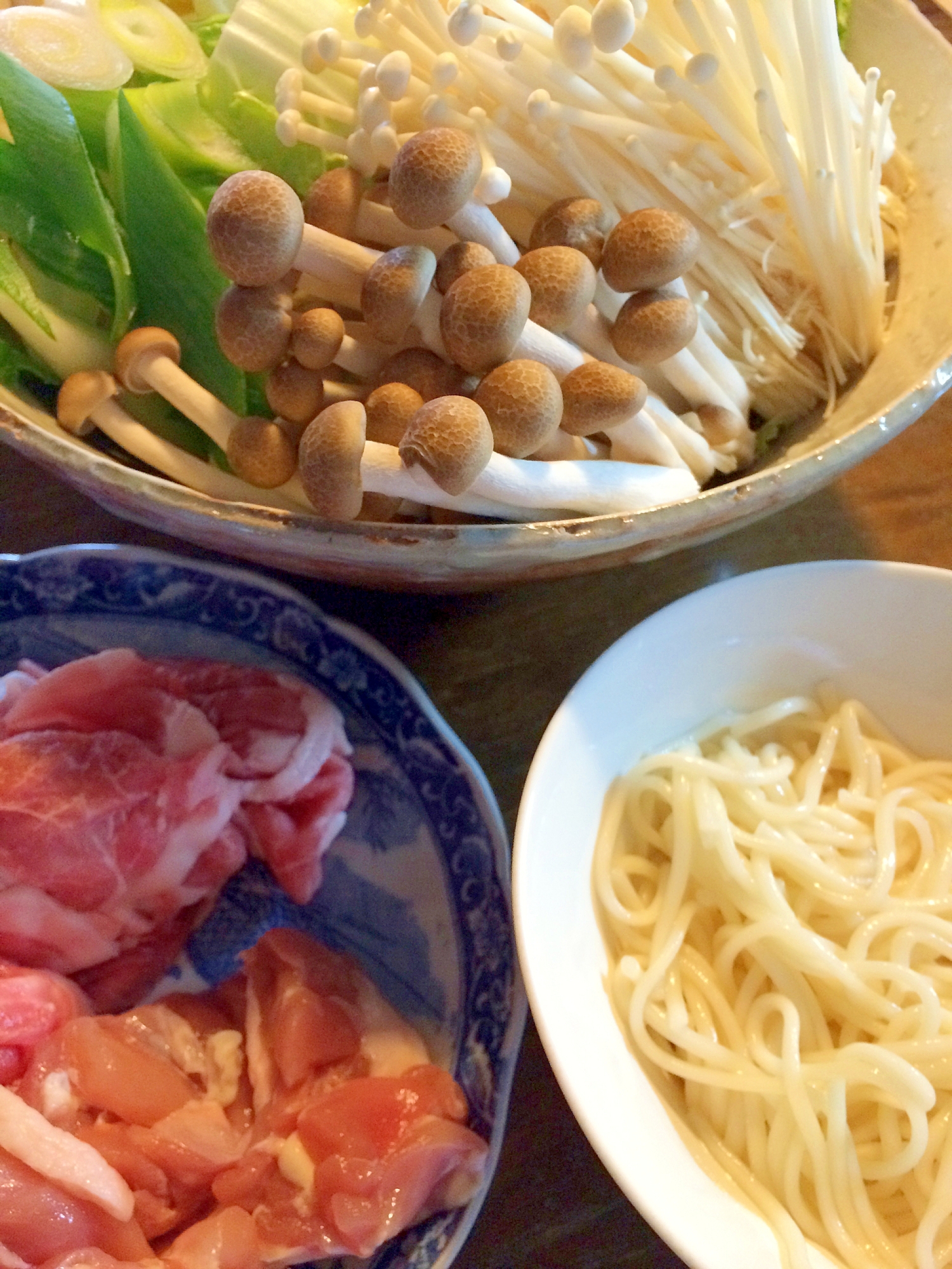 乾麺で☆うどんすき鍋