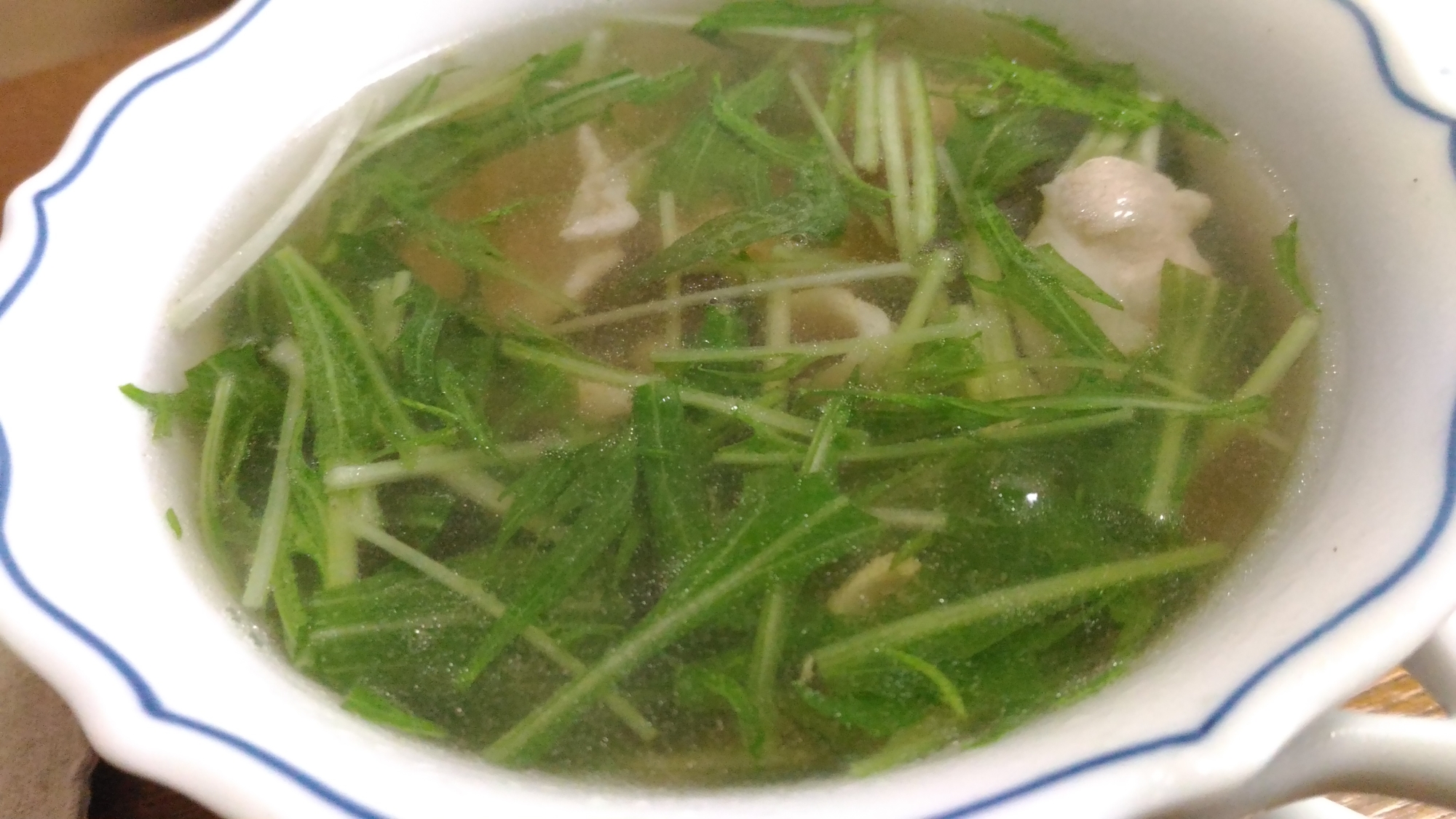 水菜と豚肉の和風スープ