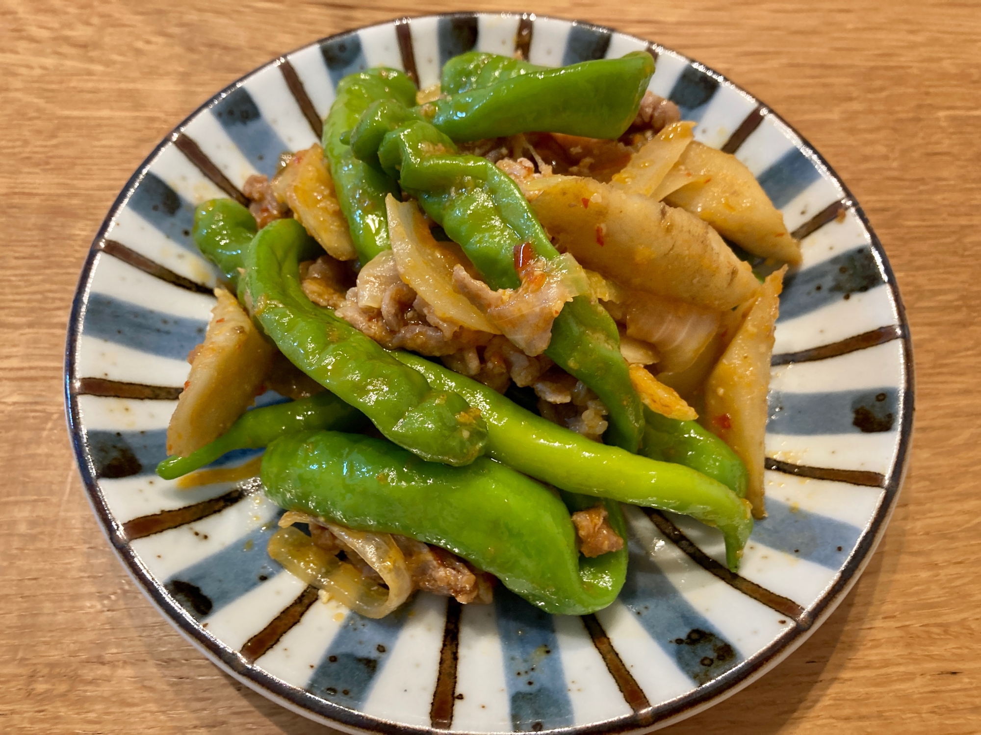 ししとうと豚こま肉の甘辛みそ炒め