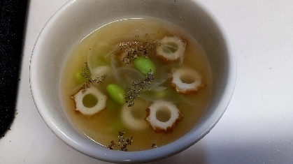 ちくわと枝豆のスープ