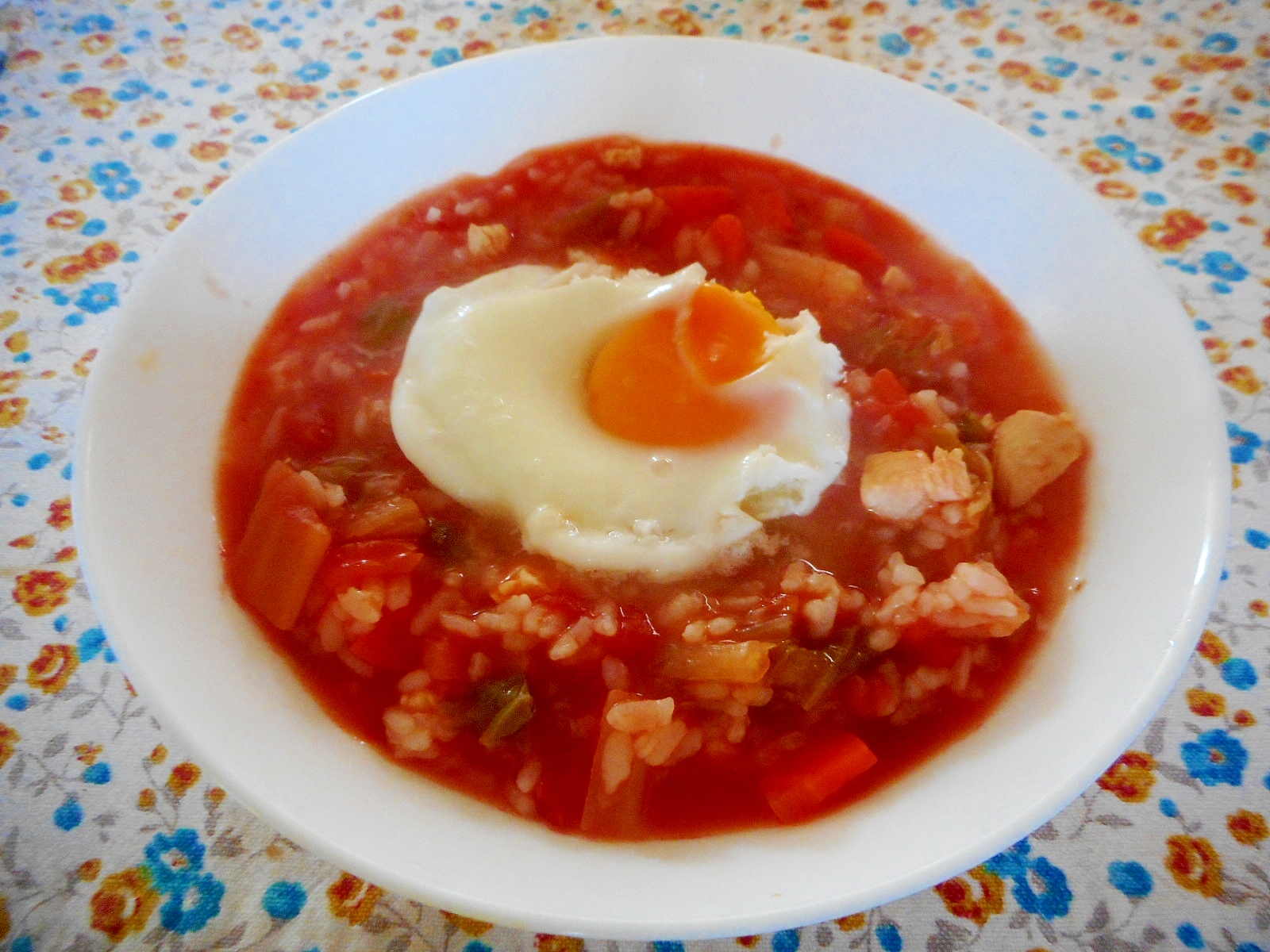 白菜と胸肉のトマトスープご飯