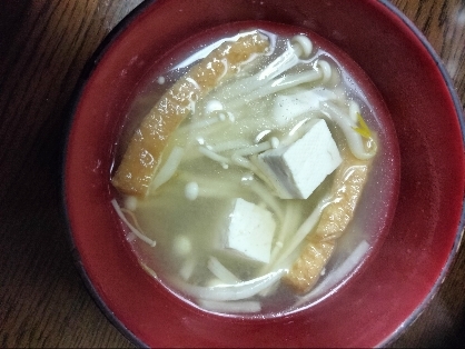 えのき・木綿豆腐・油揚げの味噌汁